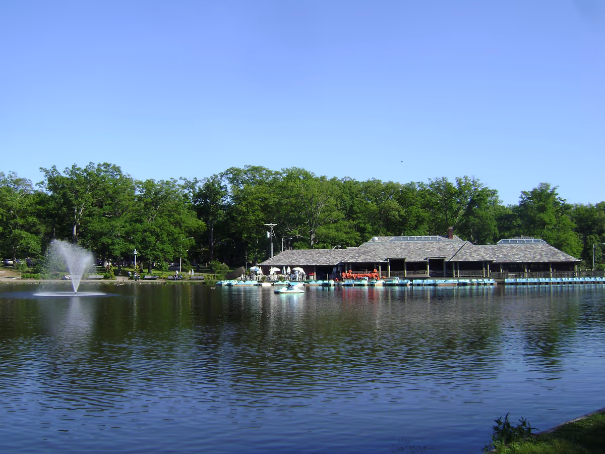 The boathouse on Verona Lake in Verona Park, Verona, New Jersey